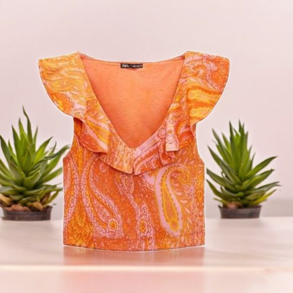 ZARA Paisley Knit Top - Picture 5 of 7